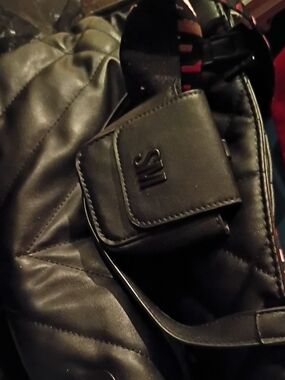 Mi Black Quilted Belt Bag with Detachable Card Pouch